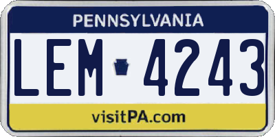 PA license plate LEM4243