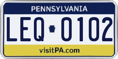 PA license plate LEQ0102