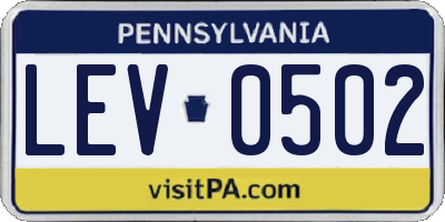 PA license plate LEV0502