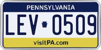 PA license plate LEV0509