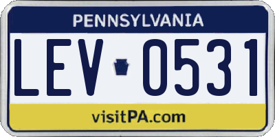 PA license plate LEV0531