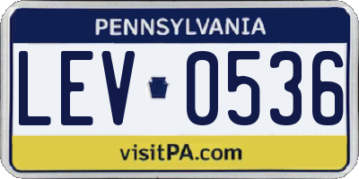 PA license plate LEV0536