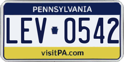 PA license plate LEV0542