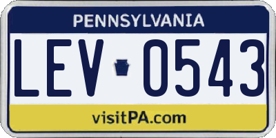 PA license plate LEV0543