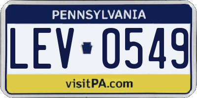 PA license plate LEV0549