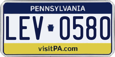 PA license plate LEV0580