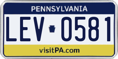 PA license plate LEV0581