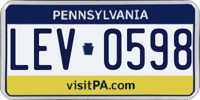 PA license plate LEV0598