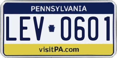 PA license plate LEV0601