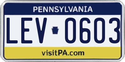 PA license plate LEV0603