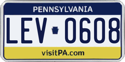 PA license plate LEV0608