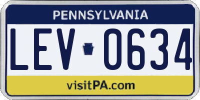 PA license plate LEV0634