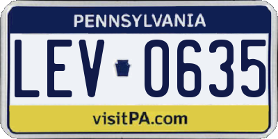 PA license plate LEV0635