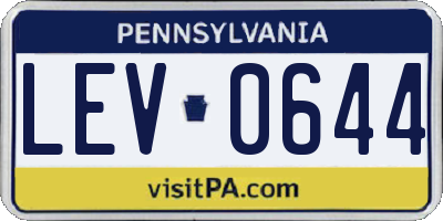 PA license plate LEV0644