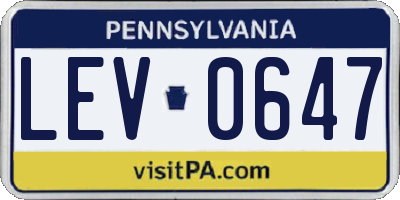 PA license plate LEV0647