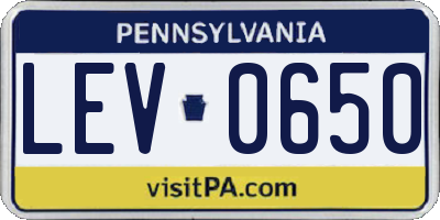 PA license plate LEV0650