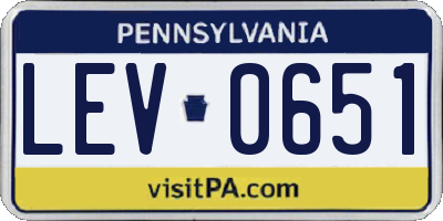PA license plate LEV0651