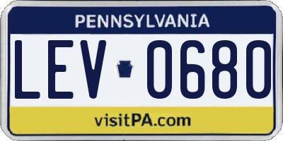 PA license plate LEV0680