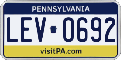 PA license plate LEV0692