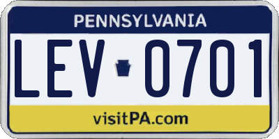 PA license plate LEV0701