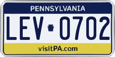 PA license plate LEV0702