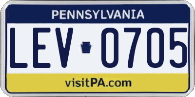 PA license plate LEV0705
