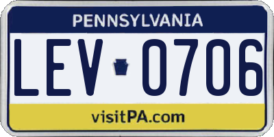 PA license plate LEV0706