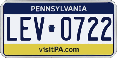 PA license plate LEV0722