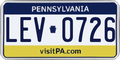 PA license plate LEV0726