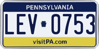 PA license plate LEV0753