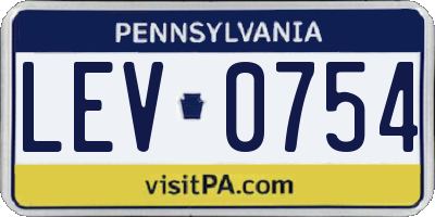 PA license plate LEV0754