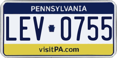 PA license plate LEV0755