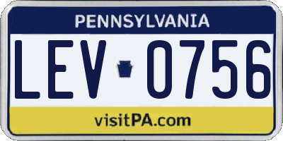 PA license plate LEV0756