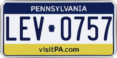 PA license plate LEV0757