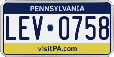 PA license plate LEV0758