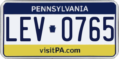 PA license plate LEV0765