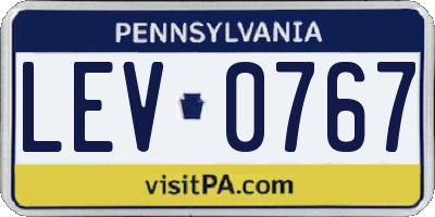 PA license plate LEV0767