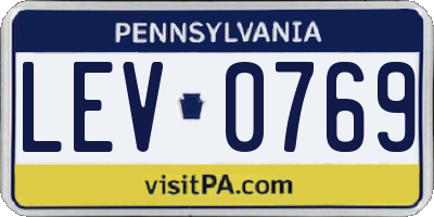 PA license plate LEV0769
