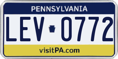 PA license plate LEV0772