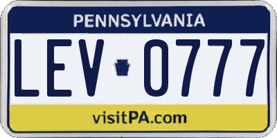 PA license plate LEV0777