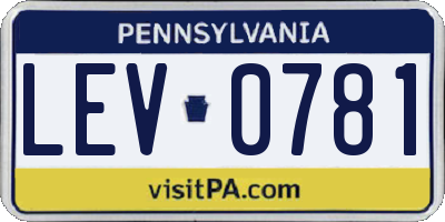 PA license plate LEV0781