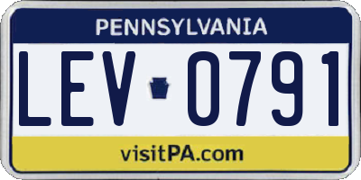 PA license plate LEV0791