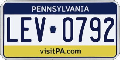 PA license plate LEV0792