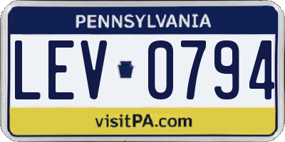 PA license plate LEV0794