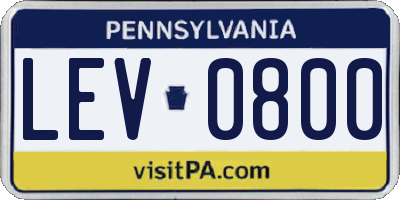 PA license plate LEV0800
