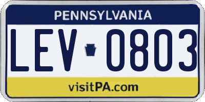PA license plate LEV0803