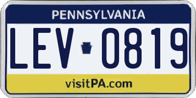 PA license plate LEV0819