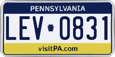 PA license plate LEV0831