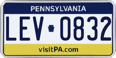 PA license plate LEV0832