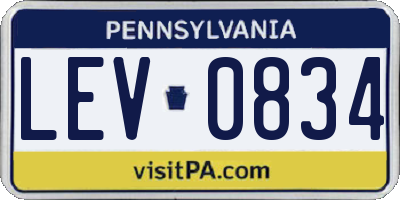 PA license plate LEV0834